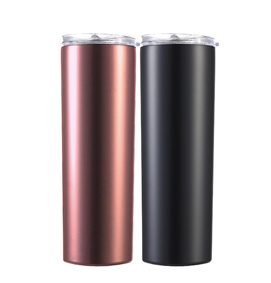 20oz Water Tumbler - Insulated Stainless steel Black and rose gold skinny tumblers 